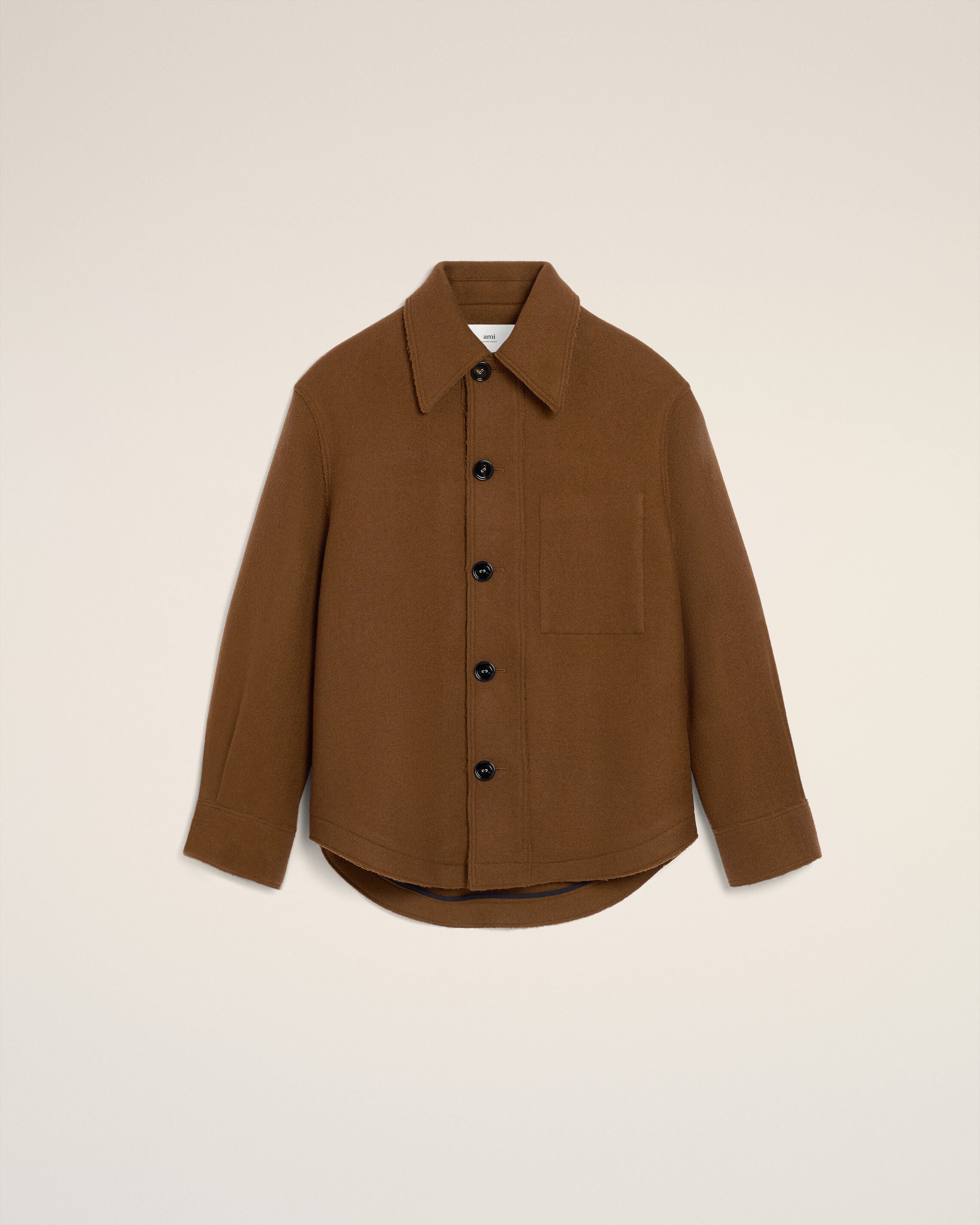 HAZELNUT Brown Wool Buttoned Jacket | AMI PARIS