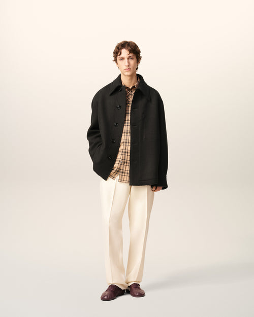 Veste Noire Boutonnée En Laine - 1 - Ami Paris