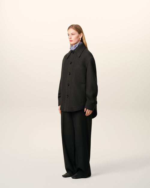Black Wool Buttoned Jacket - 12 - Ami Paris