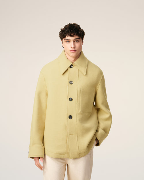 Veste Verte Boutonnée En Laine - 3 - Ami Paris