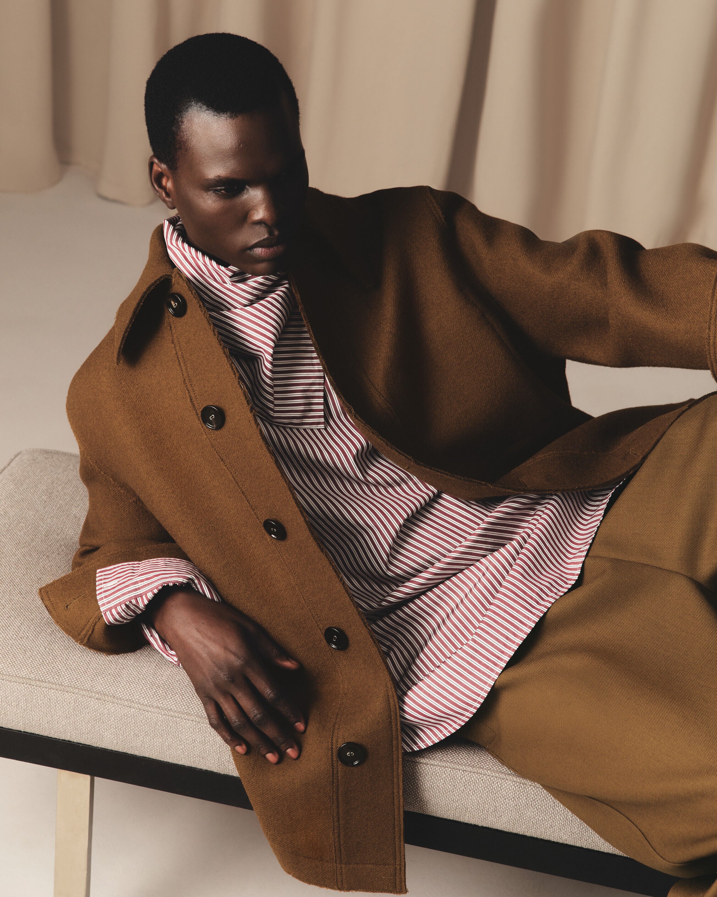 ブラウン ウール ボタン ジャケット ヘーゼルナッツ | AMI PARIS