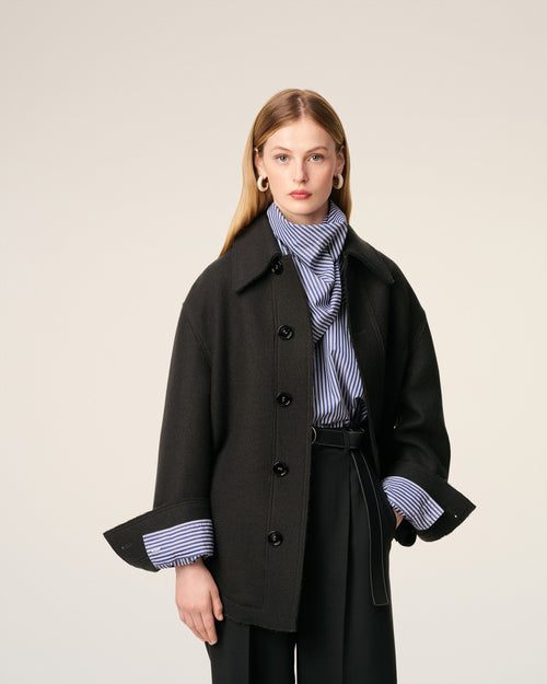 Black Wool Buttoned Jacket - 9 - Ami Paris