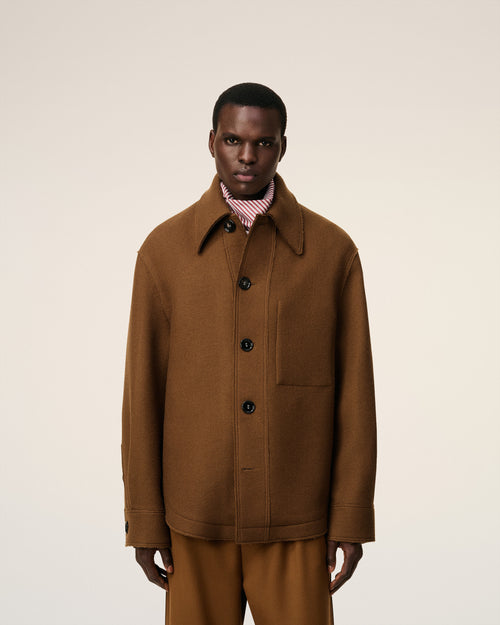 Brown Wool Buttoned Jacket - 3 - Ami Paris