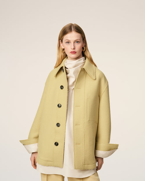 Veste Verte Boutonnée En Laine - 9 - Ami Paris