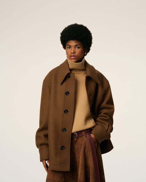 Brown Wool Buttoned Jacket - 10 - Ami Paris