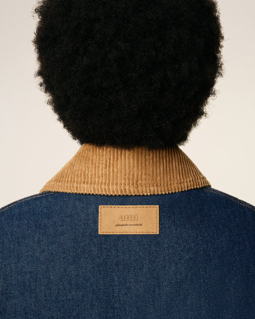 Blue Cotton Padded Worker Jacket - 10 - Ami Paris