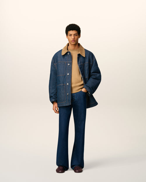 Blue Cotton Padded Worker Jacket - 1 - Ami Paris