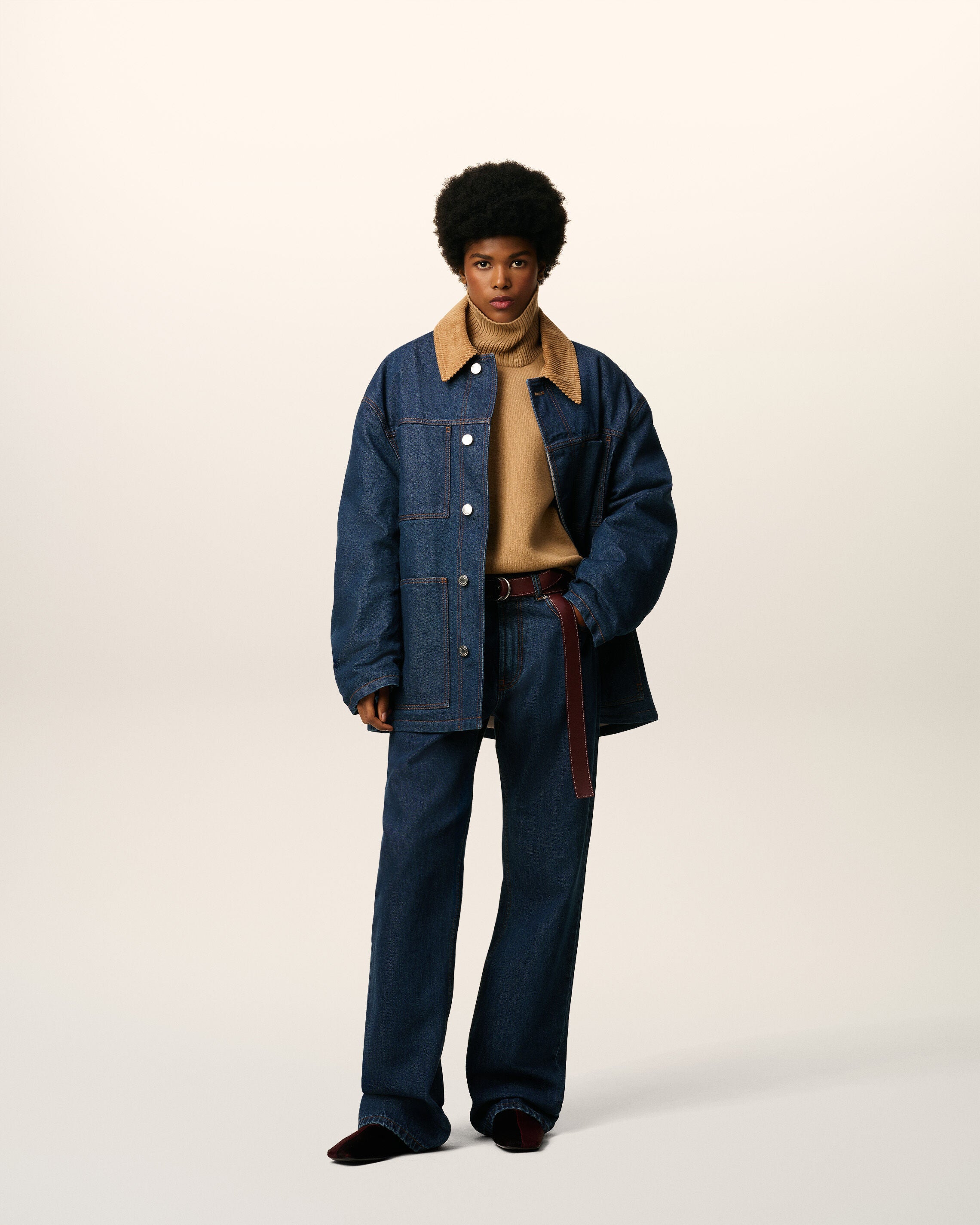 ブルー コットン パデッド ワーカー ジャケット インディゴ | AMI PARIS