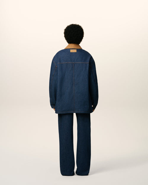 Blue Cotton Padded Worker Jacket - 11 - Ami Paris