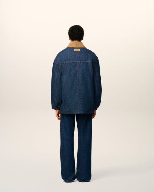 Blue Cotton Padded Worker Jacket - 5 - Ami Paris