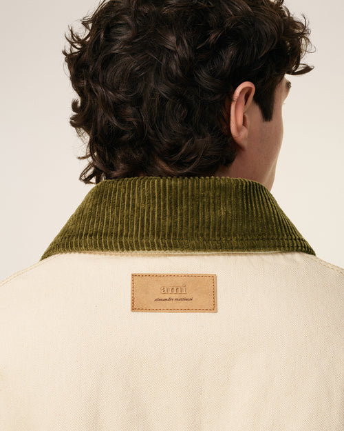 White Cotton Padded Worker Jacket - 4 - Ami Paris