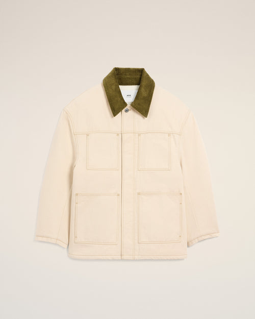White Cotton Padded Worker Jacket - 4 - Ami Paris