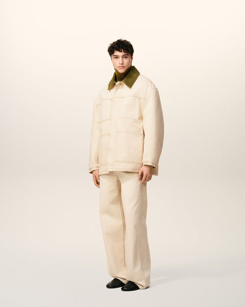 White Cotton Padded Worker Jacket - 6 - Ami Paris