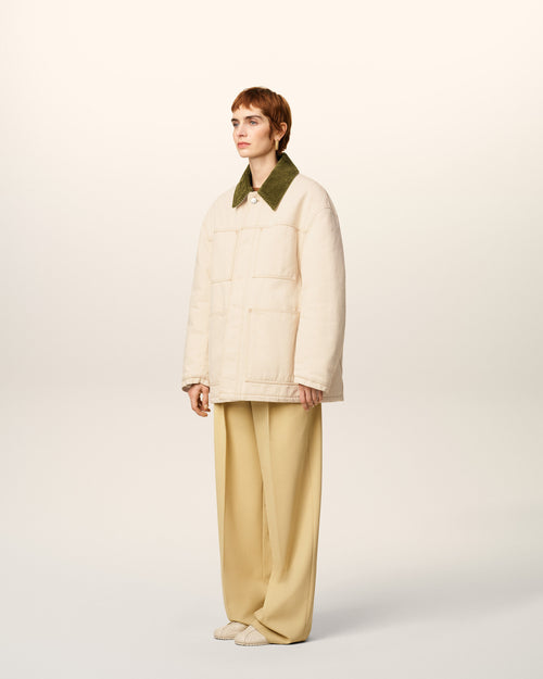 White Cotton Padded Worker Jacket - 12 - Ami Paris