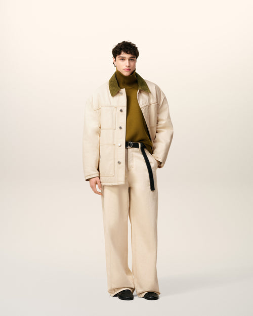 White Cotton Padded Worker Jacket - 1 - Ami Paris