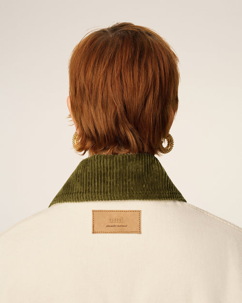 White Cotton Padded Worker Jacket - 10 - Ami Paris