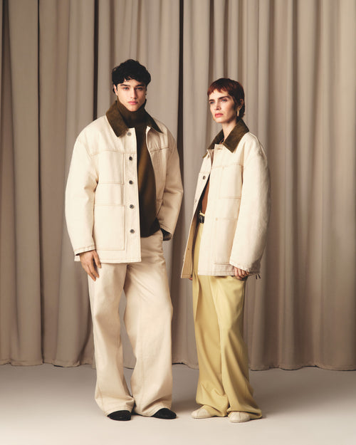 White Cotton Padded Worker Jacket - 13 - Ami Paris