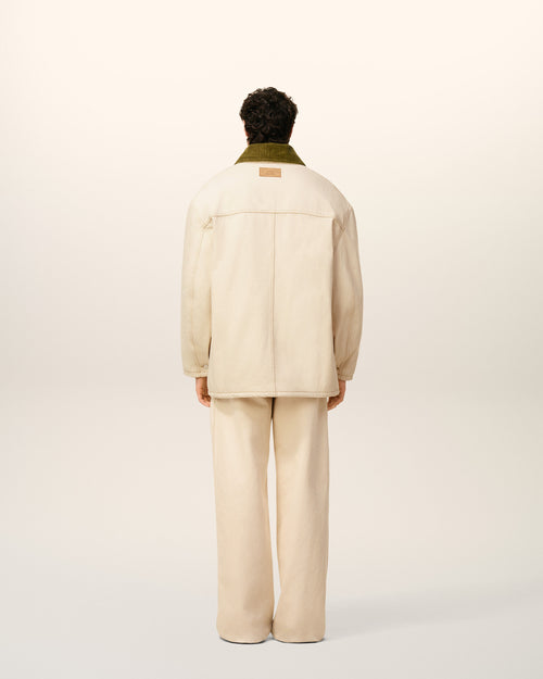 White Cotton Padded Worker Jacket - 5 - Ami Paris