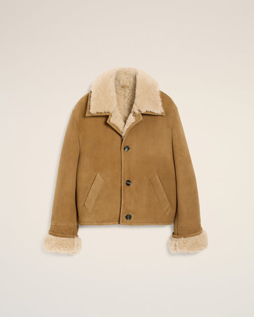 Brown Shearling Buttoned Jacket - 2 - Ami Paris