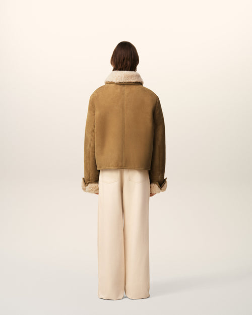 Brown Shearling Buttoned Jacket - 5 - Ami Paris