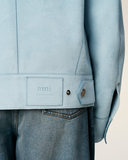 Blue Leather Trucker Jacket - 11 - Ami Paris