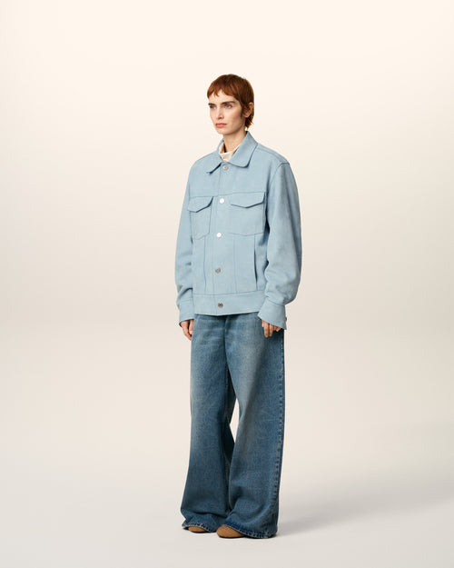 Blue Leather Trucker Jacket - 13 - Ami Paris