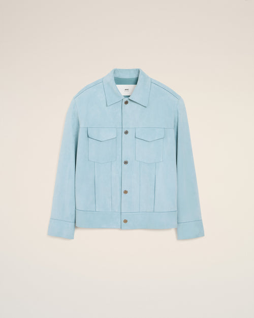                                 Blue Leather Trucker Jacket - 3                             - Ami Paris
