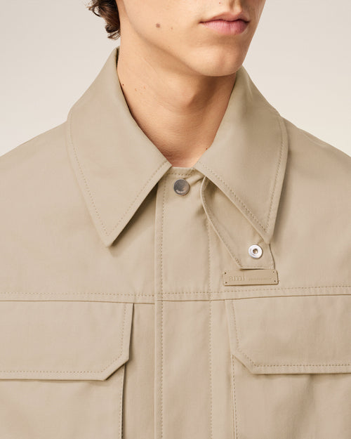 Beige Cotton Worker Jacket - 4 - Ami Paris