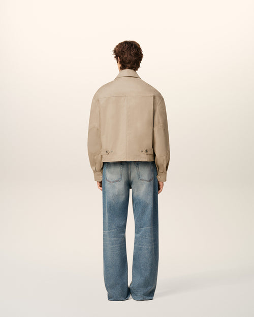 Beige Cotton Worker Jacket - 5 - Ami Paris