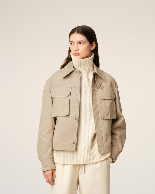 Beige Cotton Worker Jacket - 9 - Ami Paris