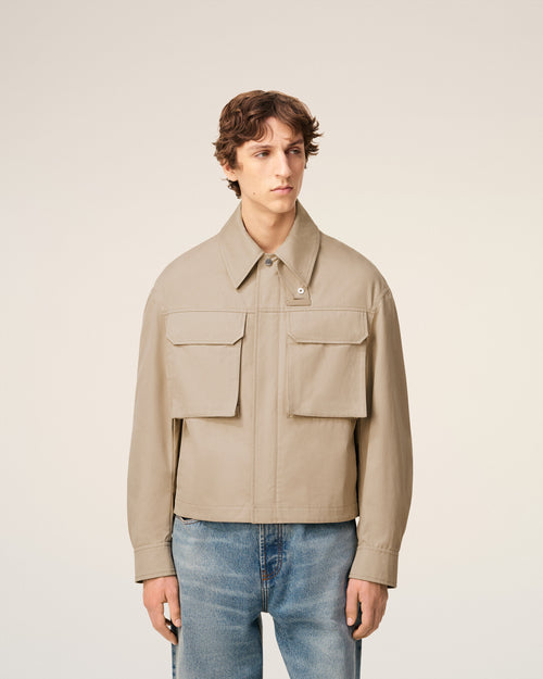Beige Cotton Worker Jacket - 3 - Ami Paris