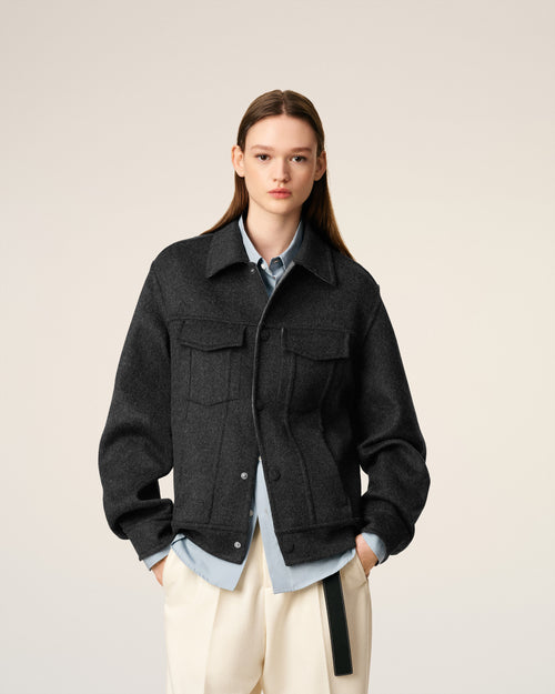 Grey Wool Trucker Jacket - 9 - Ami Paris