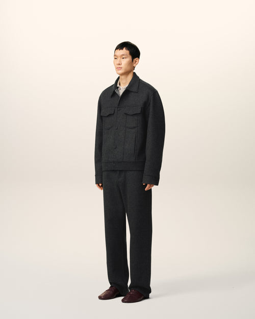 Grey Wool Trucker Jacket - 6 - Ami Paris