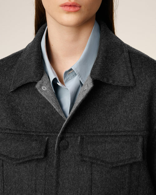 Grey Wool Trucker Jacket - 10 - Ami Paris