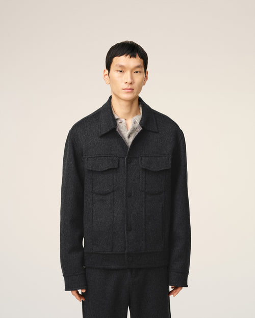 Grey Wool Trucker Jacket - 3 - Ami Paris
