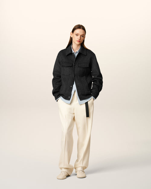                             Grey Wool Trucker Jacket - 3                         - Ami Paris