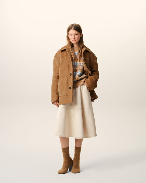                             Brown Cotton Corduroy Worker Jacket - 3                         - Ami Paris