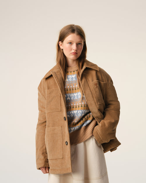 Brown Cotton Corduroy Worker Jacket - 9 - Ami Paris