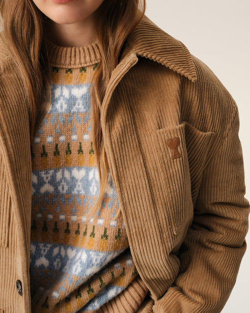 Brown Cotton Corduroy Worker Jacket - 10 - Ami Paris