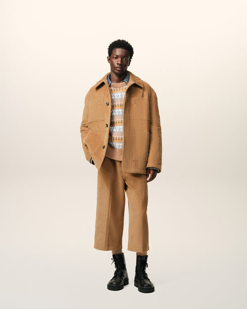 Brown Cotton Corduroy Worker Jacket - 2 - Ami Paris