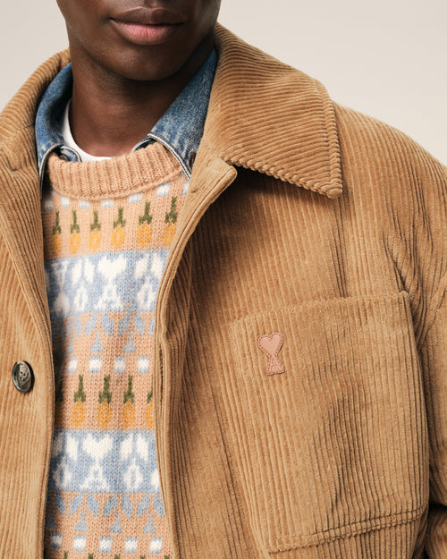 Brown Cotton Corduroy Worker Jacket - 4 - Ami Paris