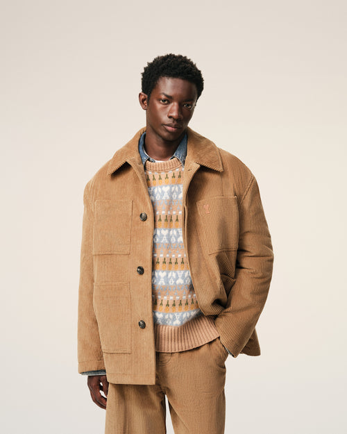 Brown Cotton Corduroy Worker Jacket - 3 - Ami Paris