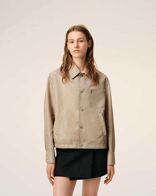 Beige Nylon Ami De Coeur Stud Buttoned Jacket - Woman - 9 - AMI Paris - Ami Paris