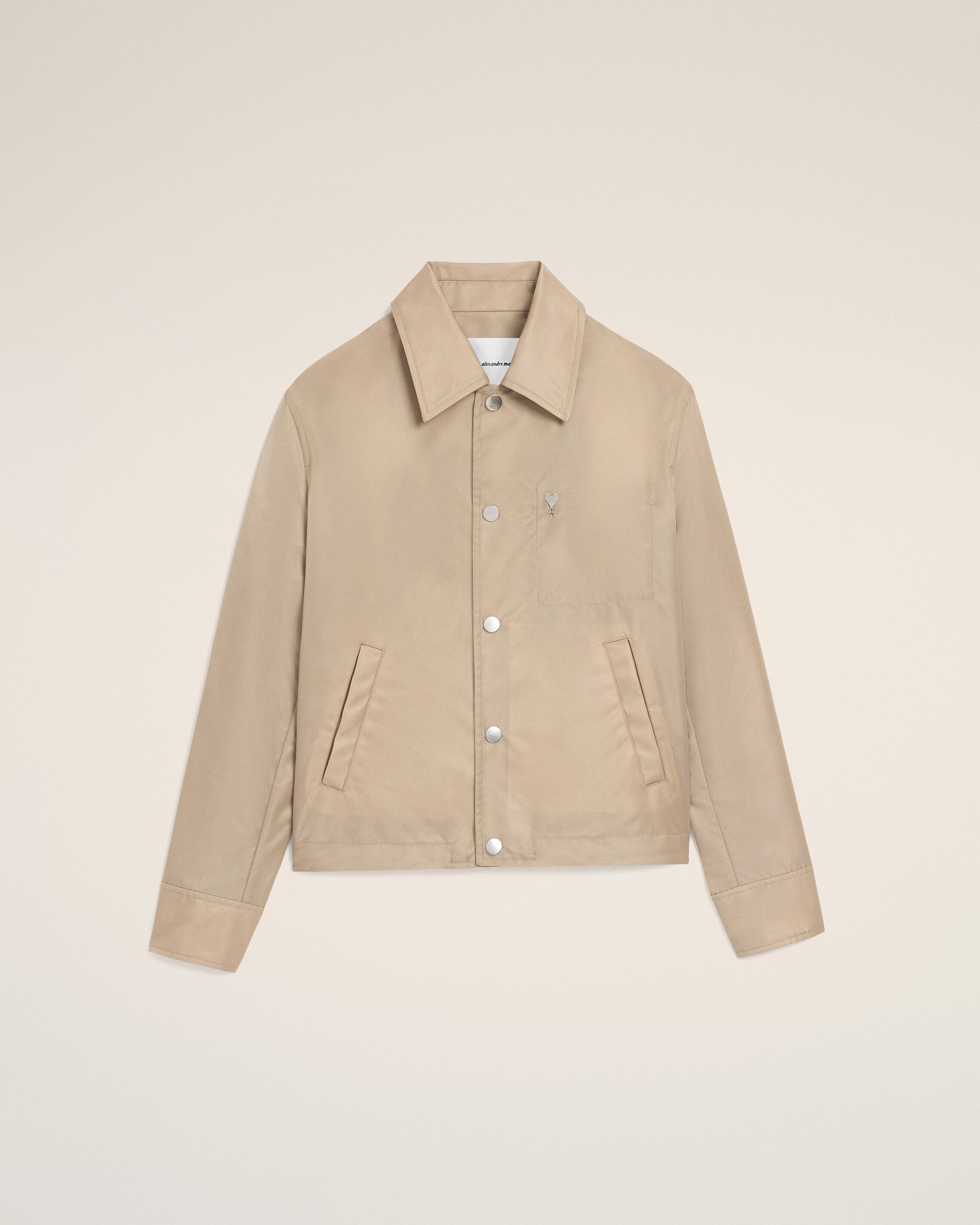 Beige Nylon Ami De Coeur Stud Buttoned Jacket - 1