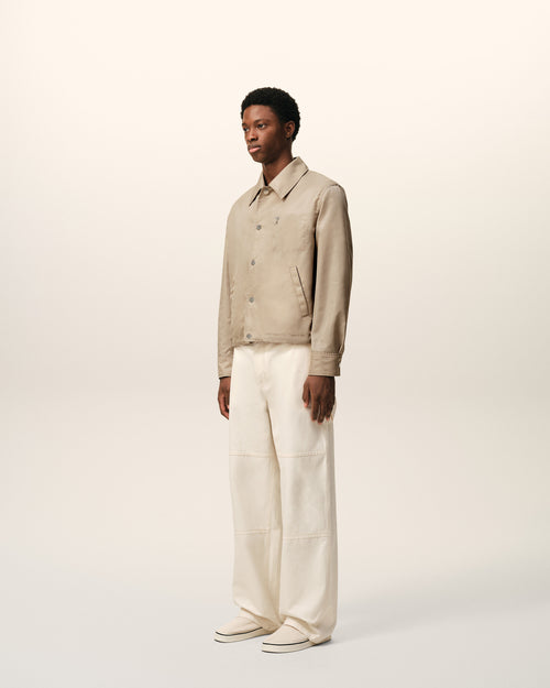 Beige Nylon Ami De Coeur Stud Buttoned Jacket - 6 - Ami Paris