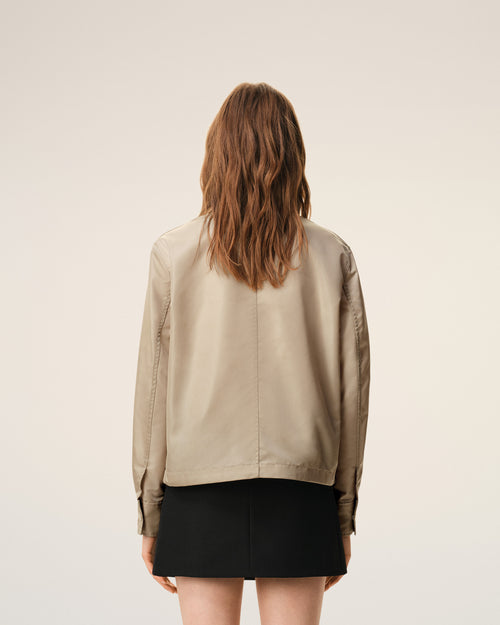 Beige Nylon Ami De Coeur Stud Buttoned Jacket - 10 - Ami Paris