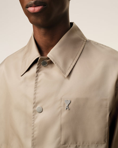 Beige Nylon Ami De Coeur Stud Buttoned Jacket - Man - 4 - AMI Paris - Ami Paris