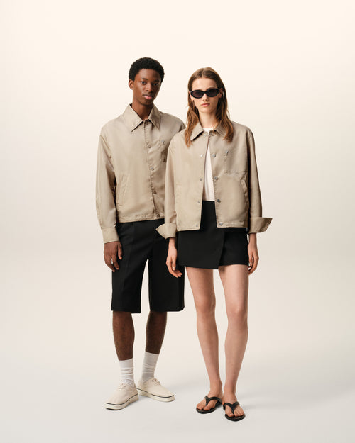 Beige Nylon Ami De Coeur Stud Buttoned Jacket - 13 - Ami Paris