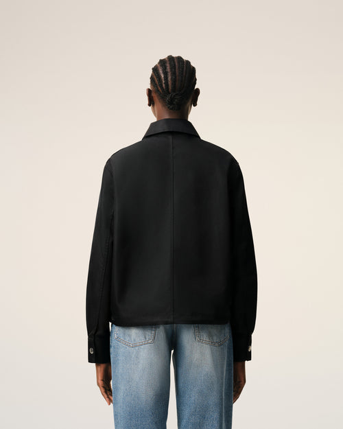 Black Nylon Ami De Coeur Stud Buttoned Jacket - 11 - Ami Paris