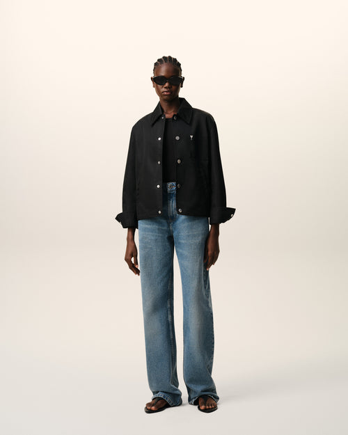                             Black Nylon Ami De Coeur Stud Buttoned Jacket - 3                         - Ami Paris